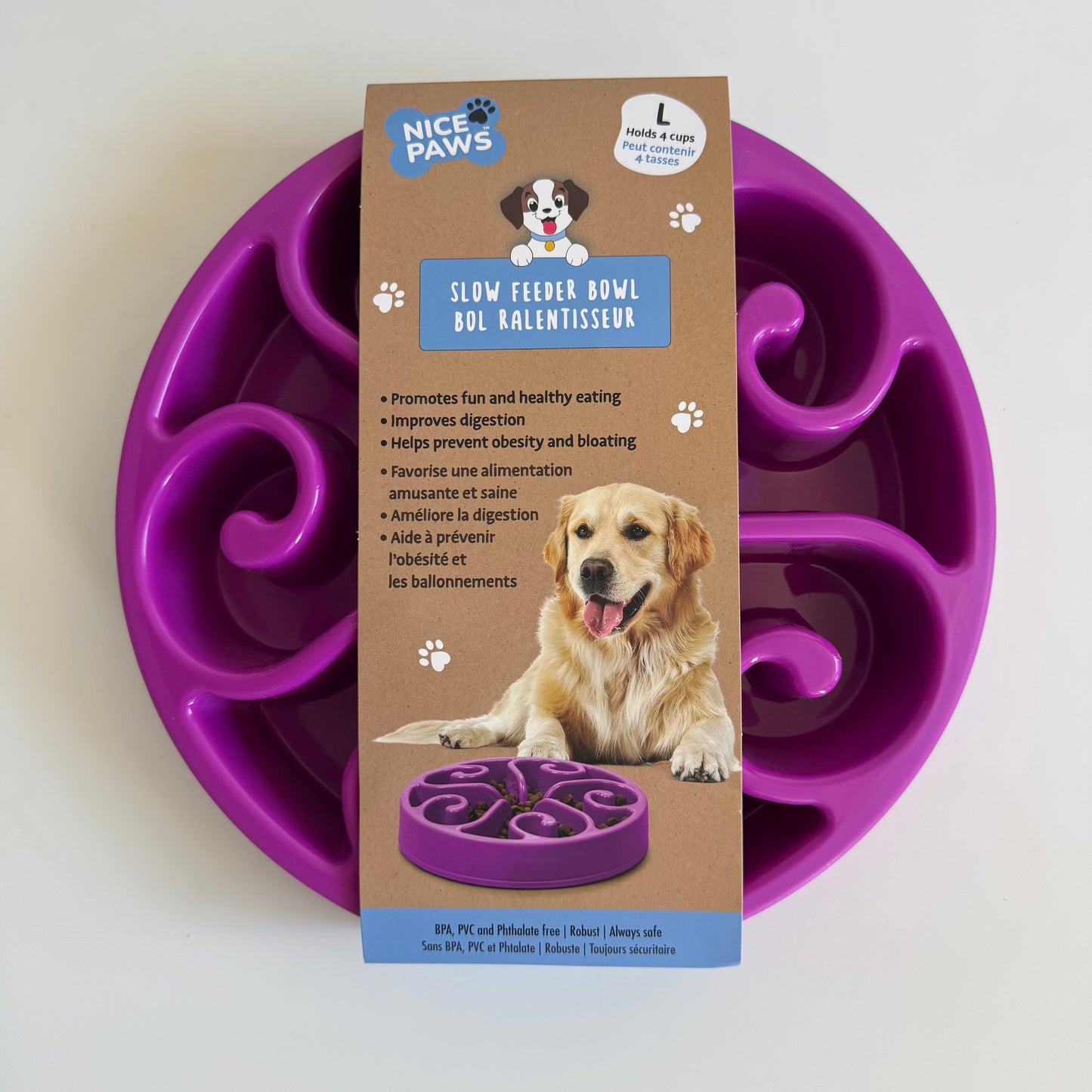 Bol anti-glouton pour chien – Grand format en forme de fleur