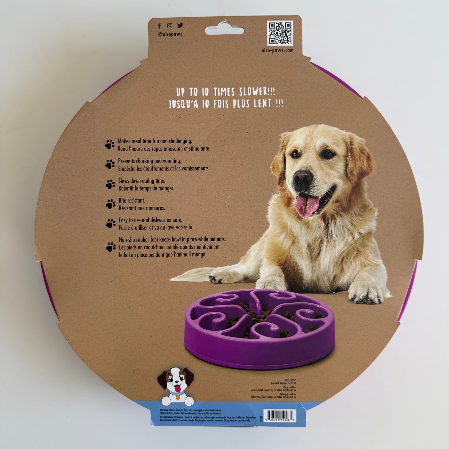 Bol anti-glouton pour chien – Grand format en forme de fleur